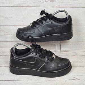 Nike Air Force 1 Athletic Shoes Black Size 5Y Leather Sneakers